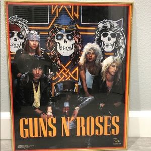 Vintage Guns 'N Roses 1988 Funky Framed Poster Band